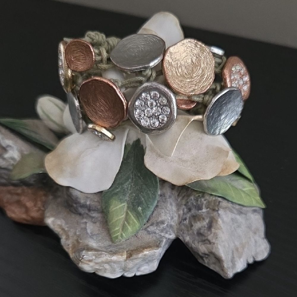 Estate Vintage Mixed Metal Bracelet with Crystal Accents